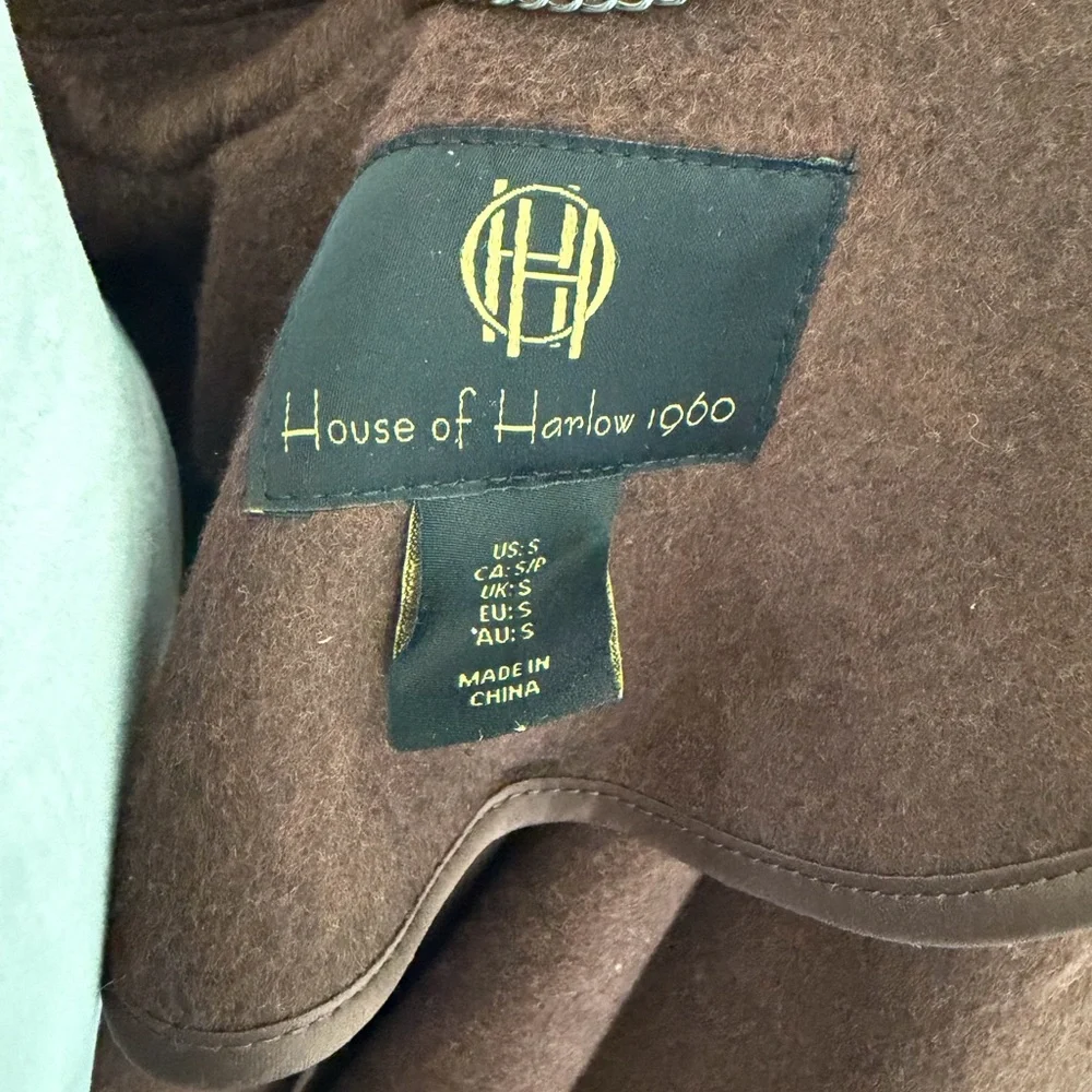 House of Harlow 1960 Chocolate Brown Wool Coat - Picture 3 of 8